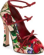 Dolce&Gabbana Floral Print Ankle Strap Mary Jane Pump
