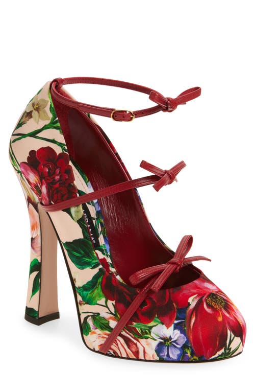 Dolce & Gabbana Dolce&gabbana Floral Print Ankle Strap Mary Jane Pump In Floral Print