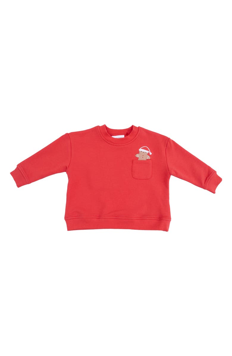 Angel Dear Kids' Gingerbread Long Sleeve Pocket T-Shirt, Main, color, Red/White