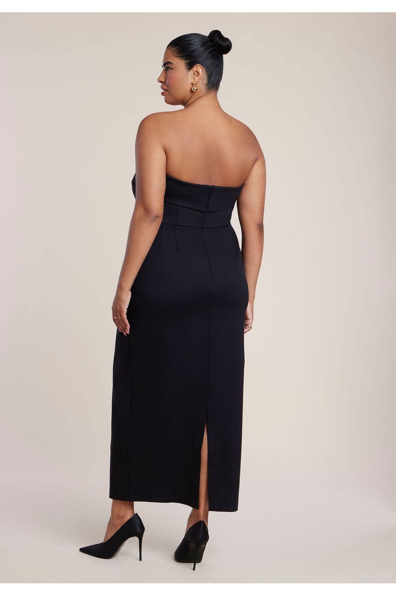 Buckle Detail Strapless Knit Maxi Dress, Alternate, color, BLACK ONYX