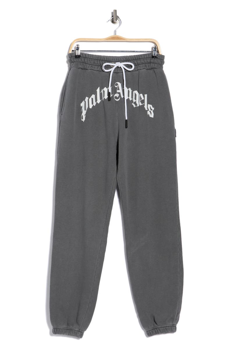 Palm Angels Curved Logo Sweatpants, Main, color, Black White