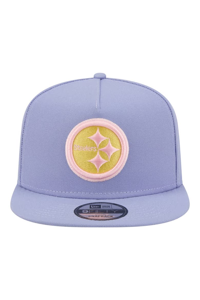 Men's New Era  Lavender Pittsburgh Steelers Bloom A-Frame 9FIFTY Snapback Hat, Alternate, color, Lavender