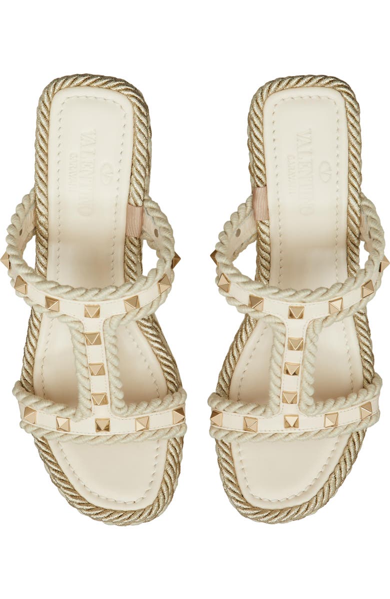 Valentino Garavani Rockstud Torchon Wedge Sandal, Alternate, color,