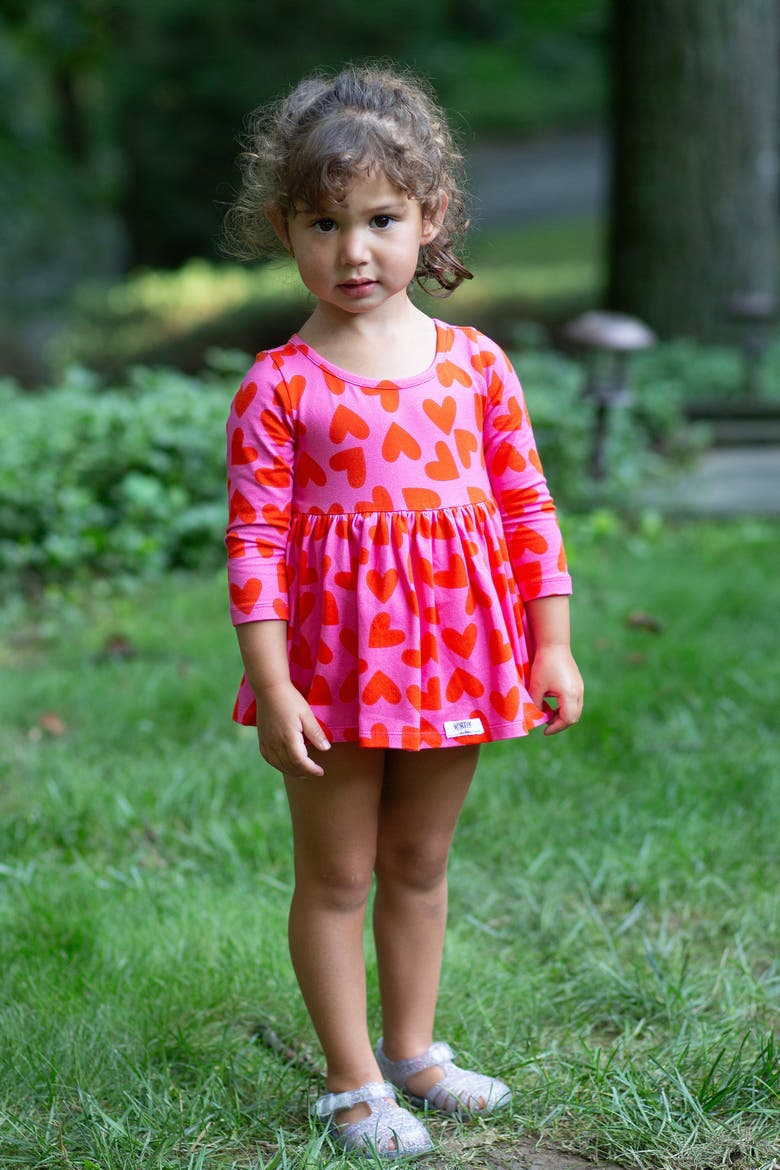 Printed Long Sleeve Bubble Romper, Alternate, color, Hearts