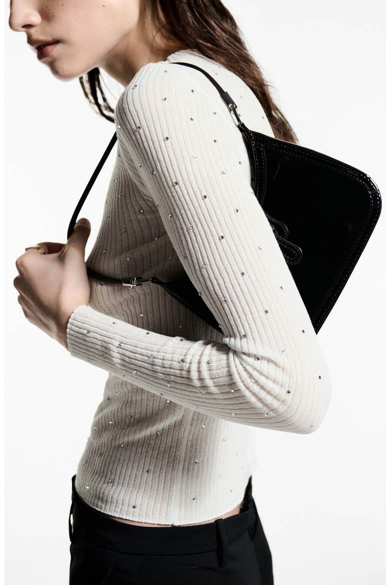 Rhinestone Detail Rib Sweater, Alternate, color, ECRU