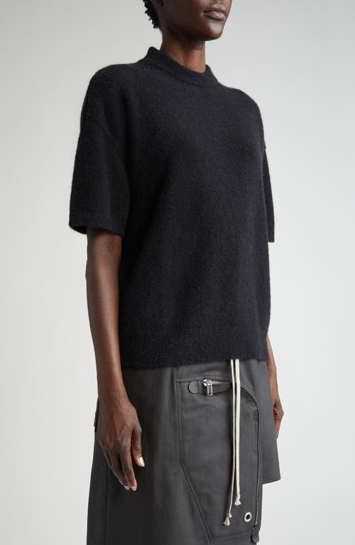 Rick Owens Tommy Short Sleeve Alpaca & Wool Blend Mock Neck Sweater In Black
