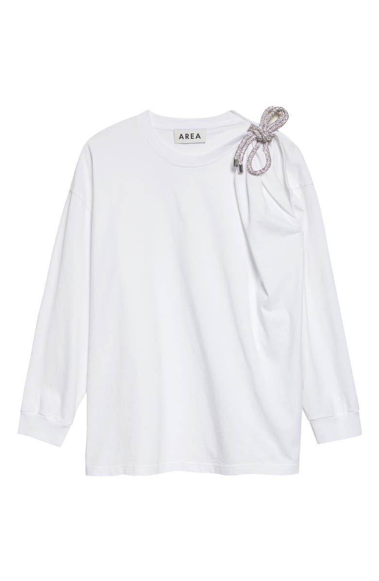 Area Crystal Knot Long Sleeve T-Shirt, Main, color, White