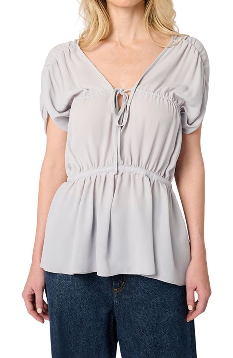 WeWoreWhat Gathered Cap Short Sleeve Top, Alternate, color, Dove
