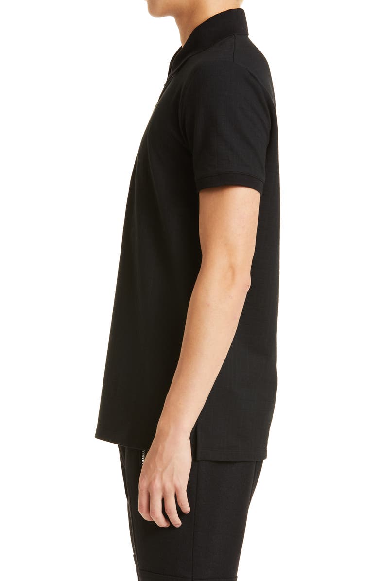 Balmain Snap Placket Cotton Piqué Polo, Alternate, color,