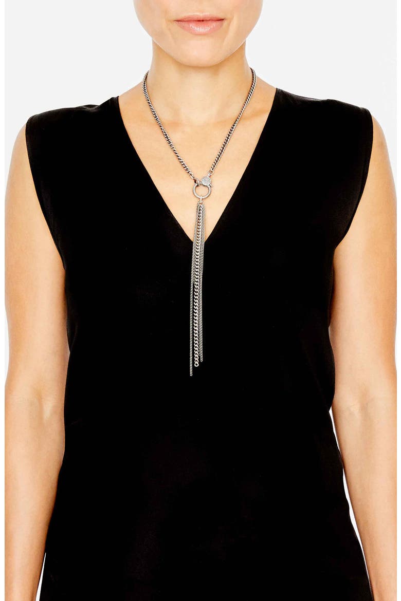 Fringe Pendant Necklace, Alternate, color, STERLING SILVER