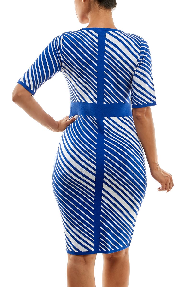 Nina Leonard Stripe Sweater Dress, Alternate, color, Lapis/Ivory