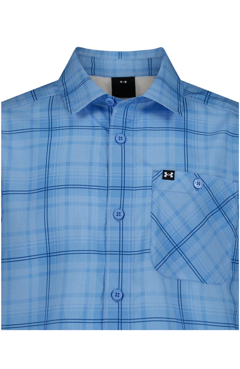 Under Armour Kids' UA Drift Tide Short Sleeve Performance Button-Up Shirt, Alternate, color, Horizon Blue