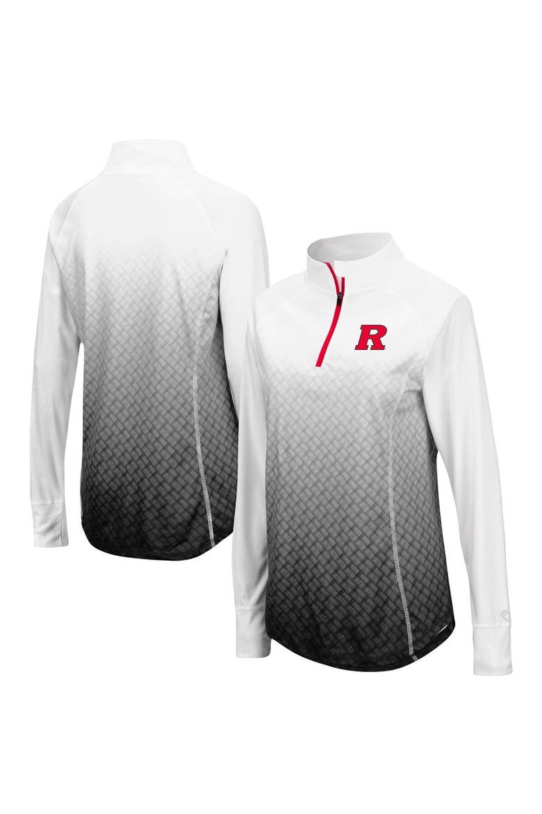 Women's Colosseum Black Rutgers Scarlet Knights Magic Ombre Quarter-Zip Raglan Jacket, Alternate, color, White