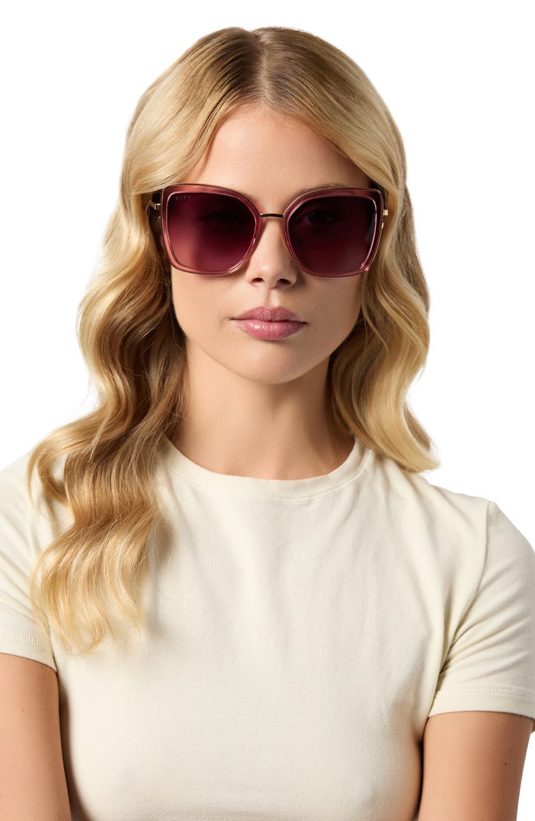 DIFF Clarisse 57mm Gradient Square Sunglasses, Alternate, color, 