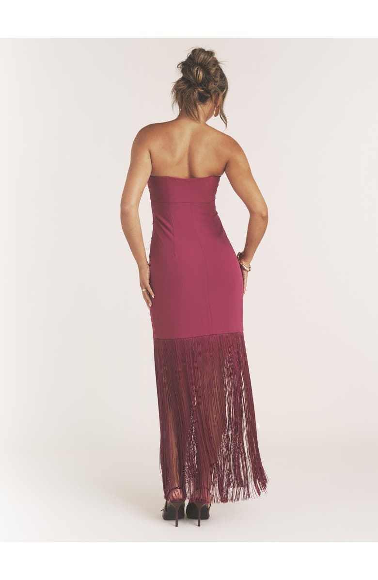 Six Stories Fringe Bandeau Maxi Dress, Alternate, color, Raspberry