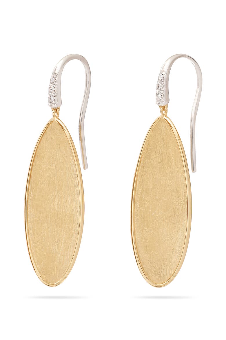 Lunaria Twist Diamond Drop Earrings, Main, color, YELLOW/WHITE GOLD