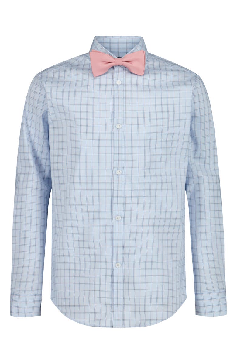 VAN HEUSEN Kids' Stretch Bedford Plaid Dress Shirt & Bow Tie Set, Main, color, 