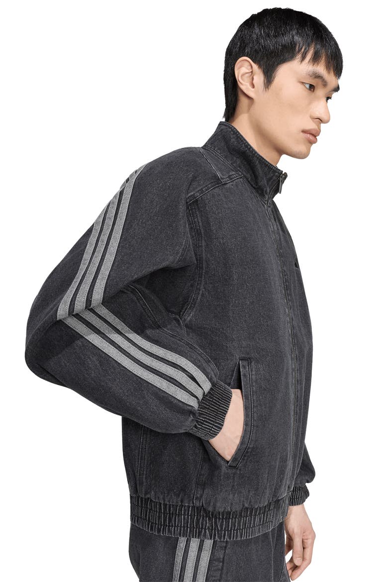 Denim Track Jacket, Alternate, color, BLACK