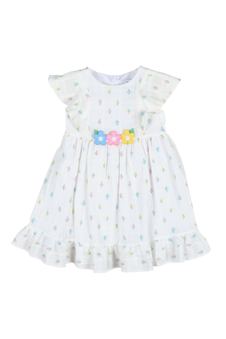 Textured Lawn Floral Printed Dress With Flowers, Main, color, White / Multicolor