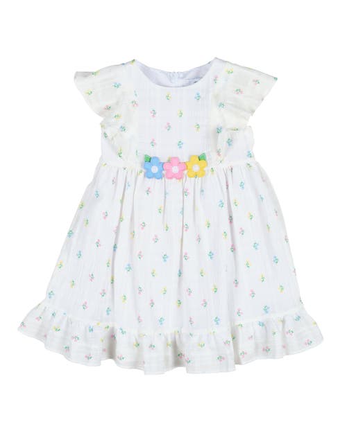 Shop Florence Eiseman Textured Lawn Floral Printed Dress With Flowers In White/multicolor