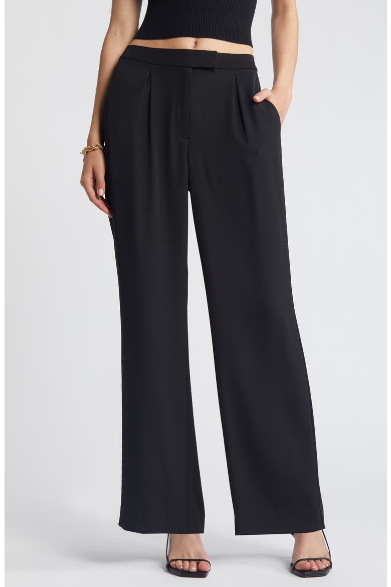 Pleated Wide Leg Pants, Main, color, BLACK