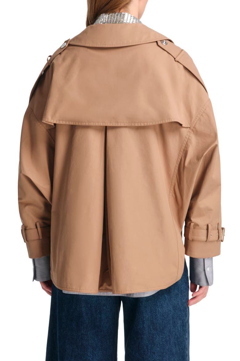 Bogie Crop Cotton Blend Trench Coat, Alternate, color, CLAY