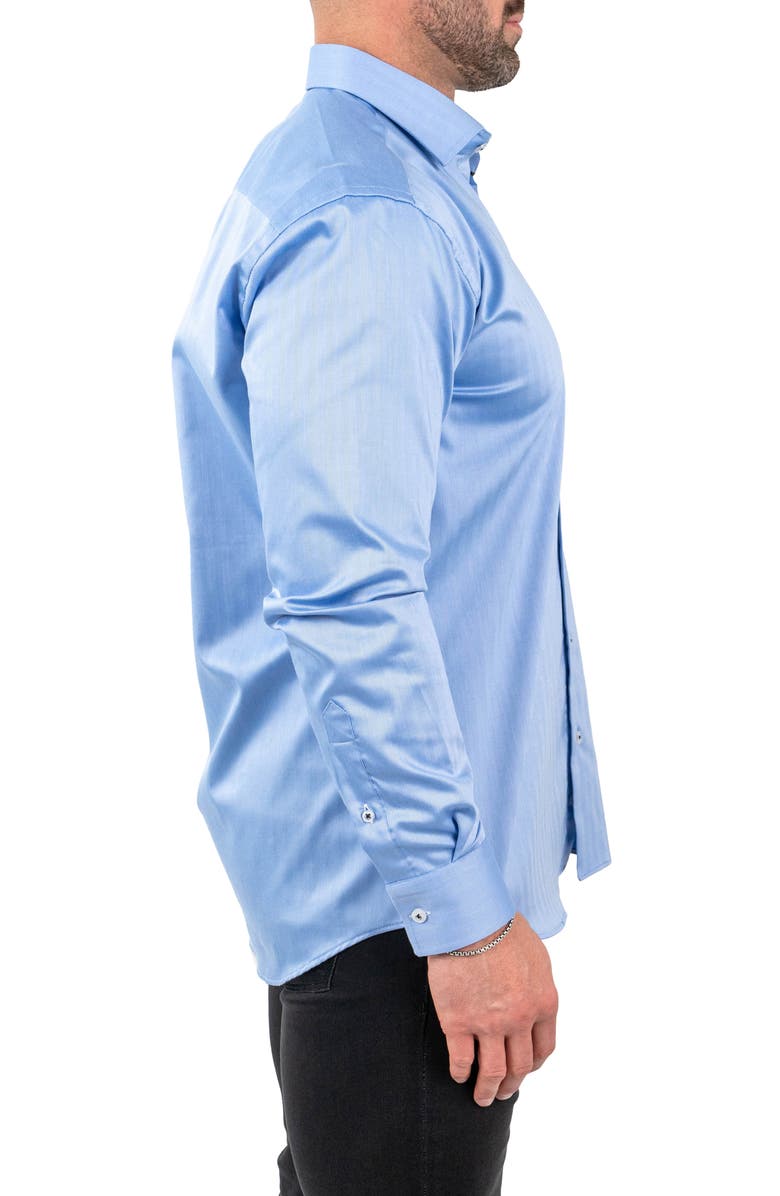 Maceoo Classic Arctic Blue Cotton Herringbone Button-Up Shirt, Alternate, color, Blue