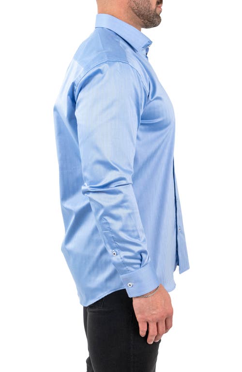 Maceoo Einstein Micropattern Stretch Contemporary Fit Button-up Shirt In Blue