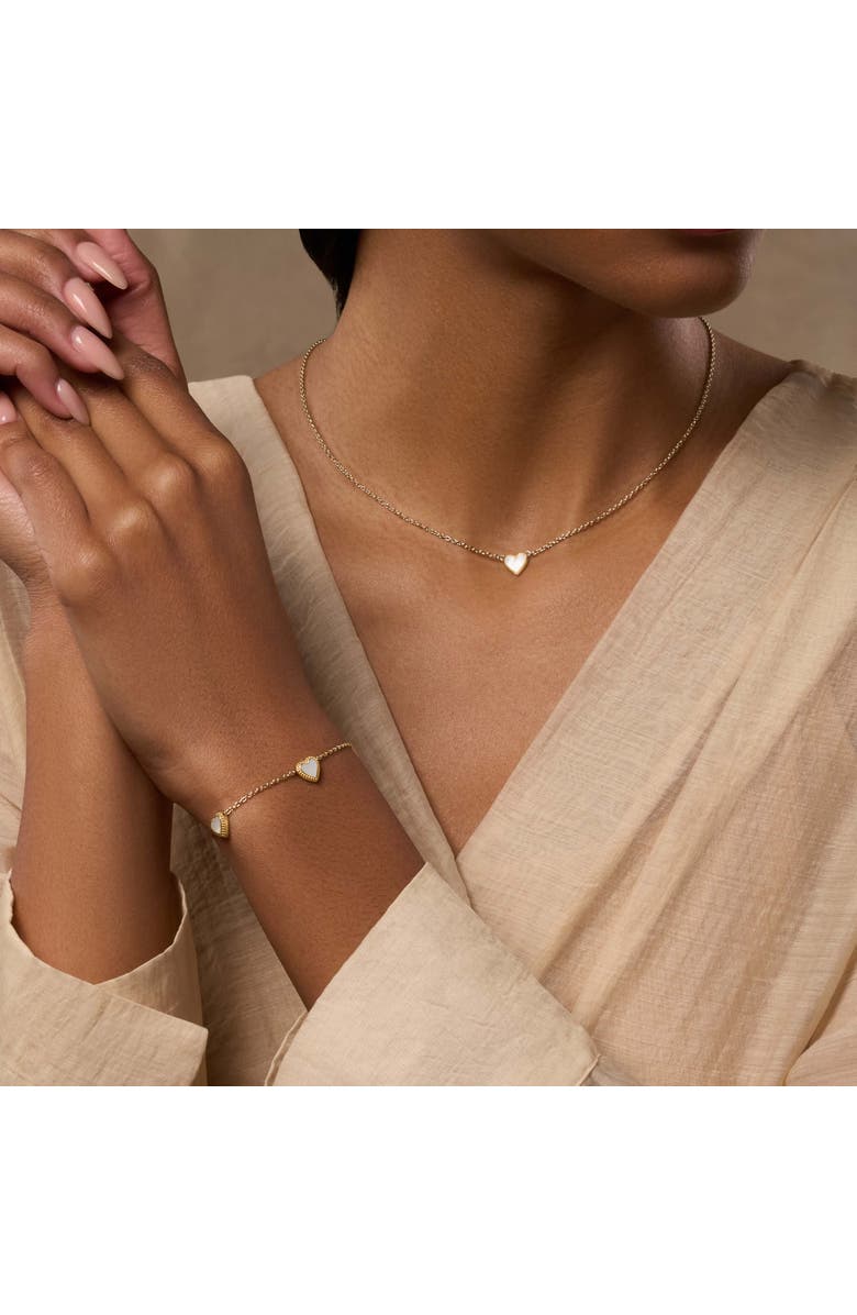 Karma and Luck Heartfelt Gratitude Mother of Pearl Heart Gold Bracelet, Alternate, color, 