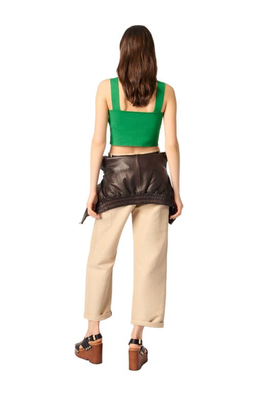 Shop Maje Knit Crop Top In Green