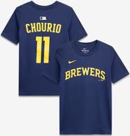 Nike Youth Nike Jackson Chourio Navy Milwaukee Brewers Name & Number T-Shirt