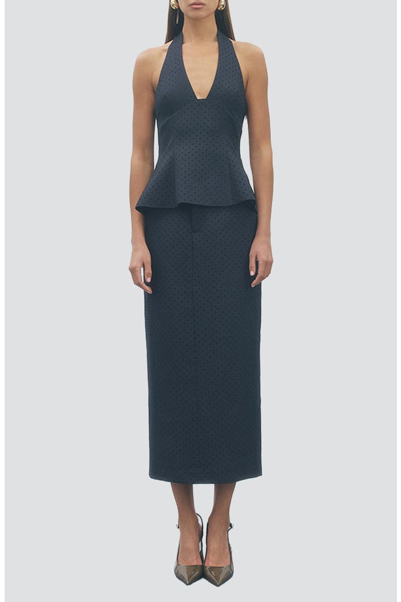 Bella Polka Dot Midi Skirt, Alternate, color, NAVY BLACK