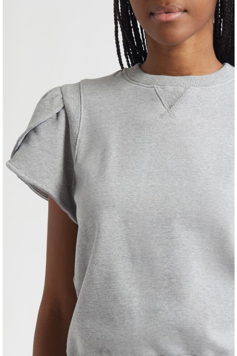 Tulip Sleeve French Terry Sweatshirt, Alternate, color, GREY MELANGE