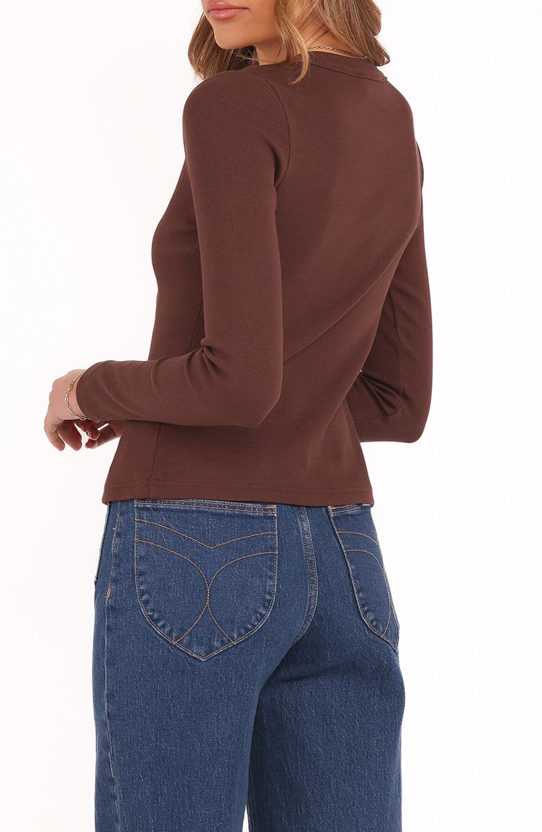 Petal & Pup Cass Rib Stretch Cotton Button-Up Shirt, Alternate, color, Chocolate Brown