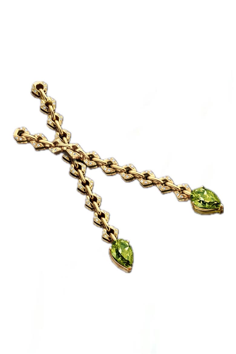 Bond Signature Tourmaline & Diamond Mini Linear Drop Earrings, Main, color, GREEN