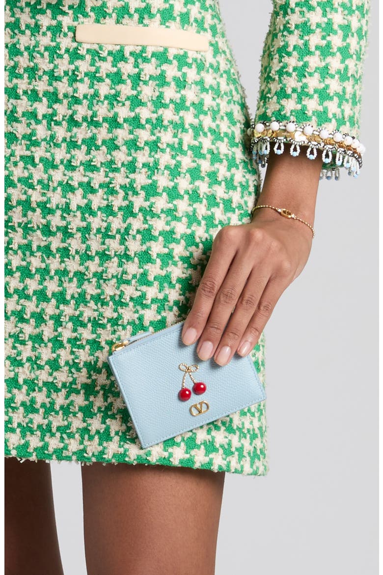Cherryfic Leather Card Case, Alternate, color, BLUE