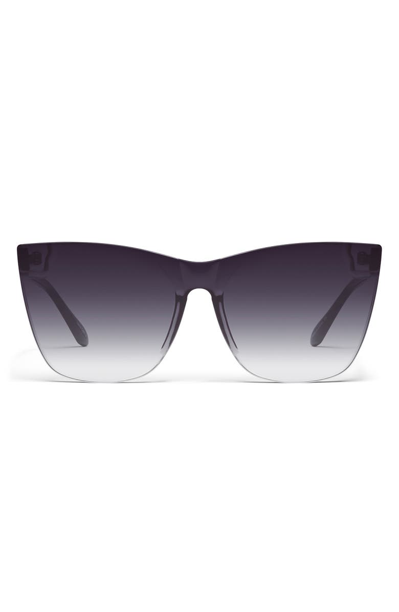 QUAY Come Thru 144mm Gradient Cat Eye Sunglasses, Main, color, Black/ Fade