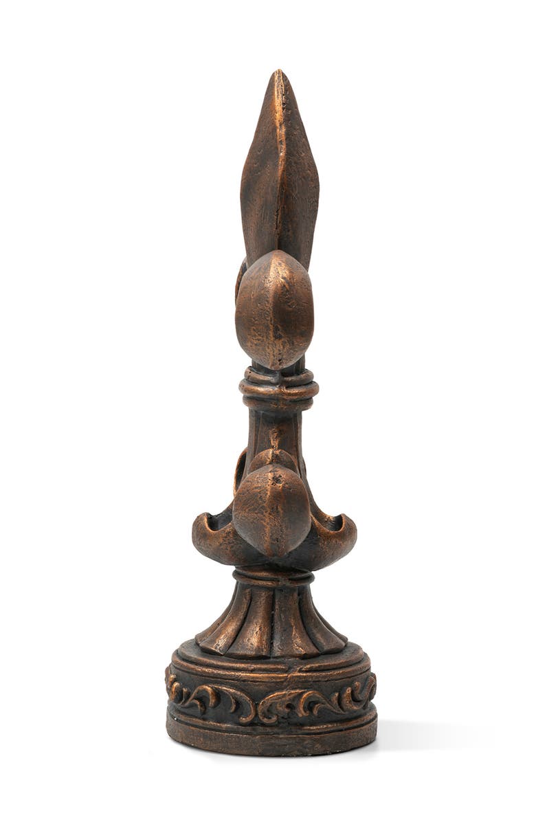 Glitzhome 27.25"H MGO Standing Fleur De Lis French Holiness Garden Statue, Alternate, color, Brown