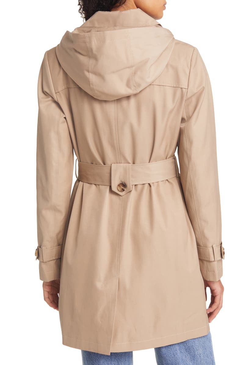 Sam Edelman Water Repellent Hooded Cotton Blend Trench Coat, Alternate, color,