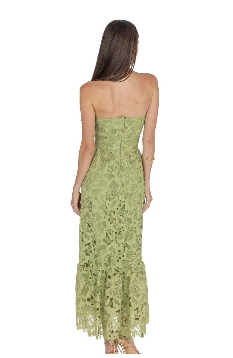 AKALIA Amelia Lace Bustier Midi Dress Guipure Lace, Alternate, color, Green