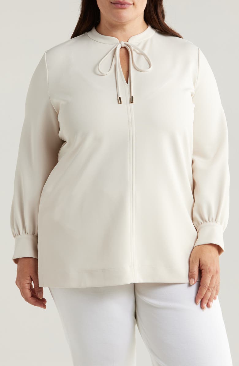 Anne Klein Tie Neck Stretch Twill Poet Tunic, Main, color, 