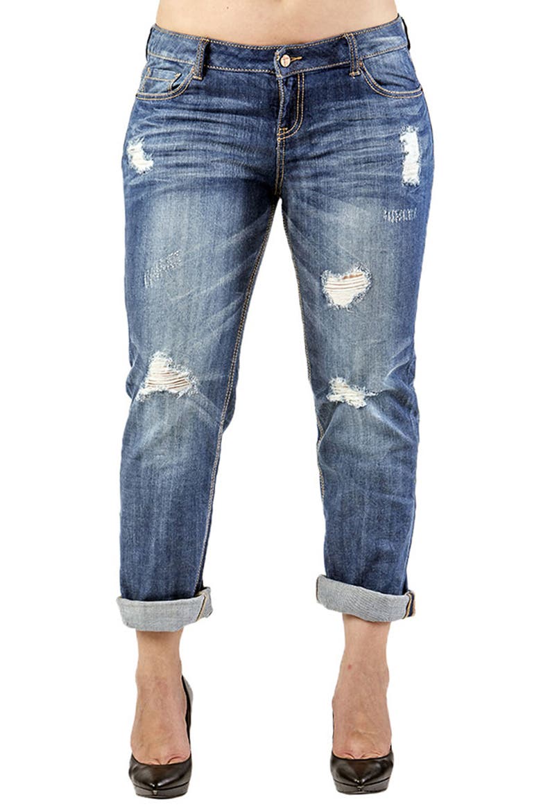 X-Boyfriend Cotton Jeans, Main, color, 1961 BARBED