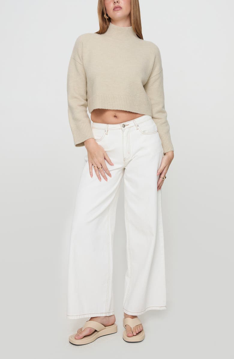 Princess Polly Carrie Jane Mock Neck Wool Blend Crop Sweater, Alternate, color, 