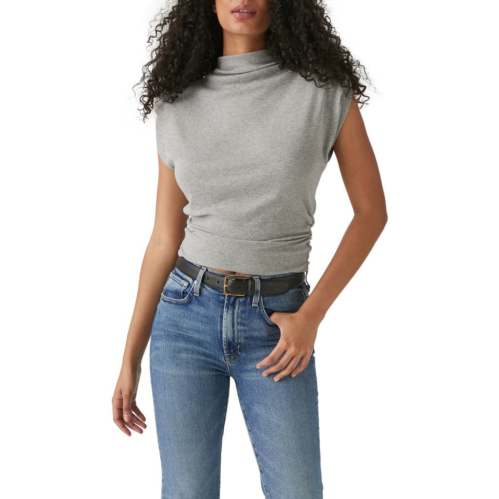 Michael Stars Amara Ruched Cowl Neck Rib T-Shirt in Heather Grey  product