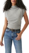 Michael Stars Amara Ruched Cowl Neck Rib T-Shirt