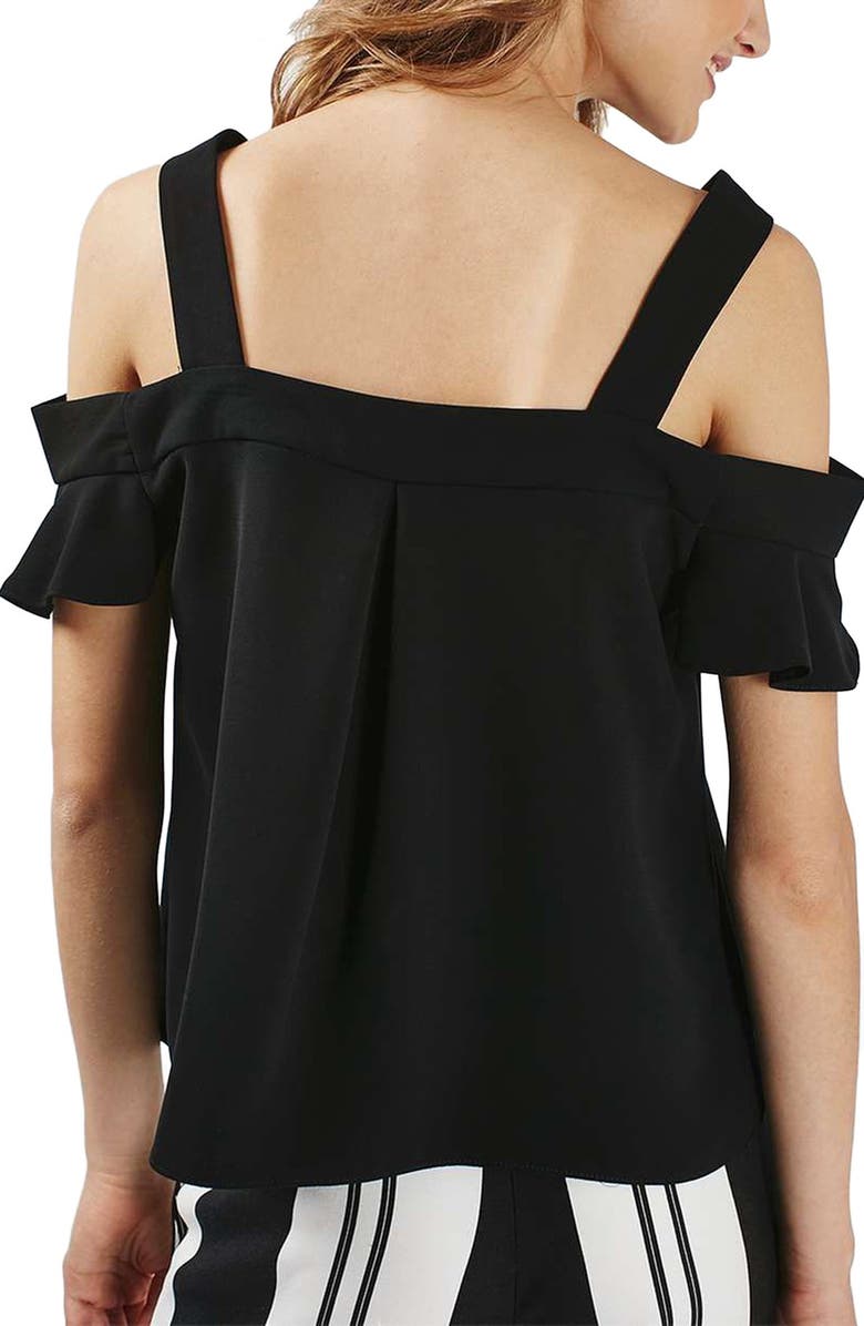 Topshop 'Polly' Ruffle Bardot Top, Alternate, color, 