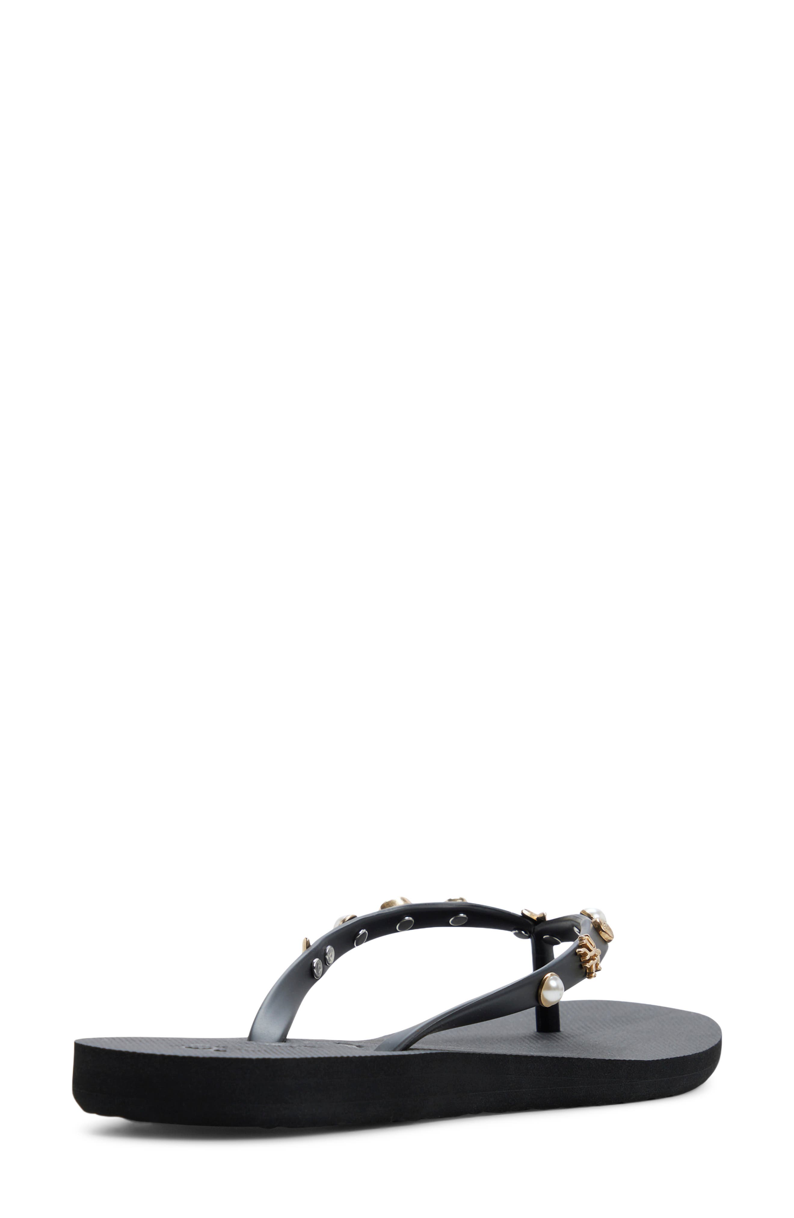 Roxy Hema Shell Stud Flip Flop, Alternate, color, Black