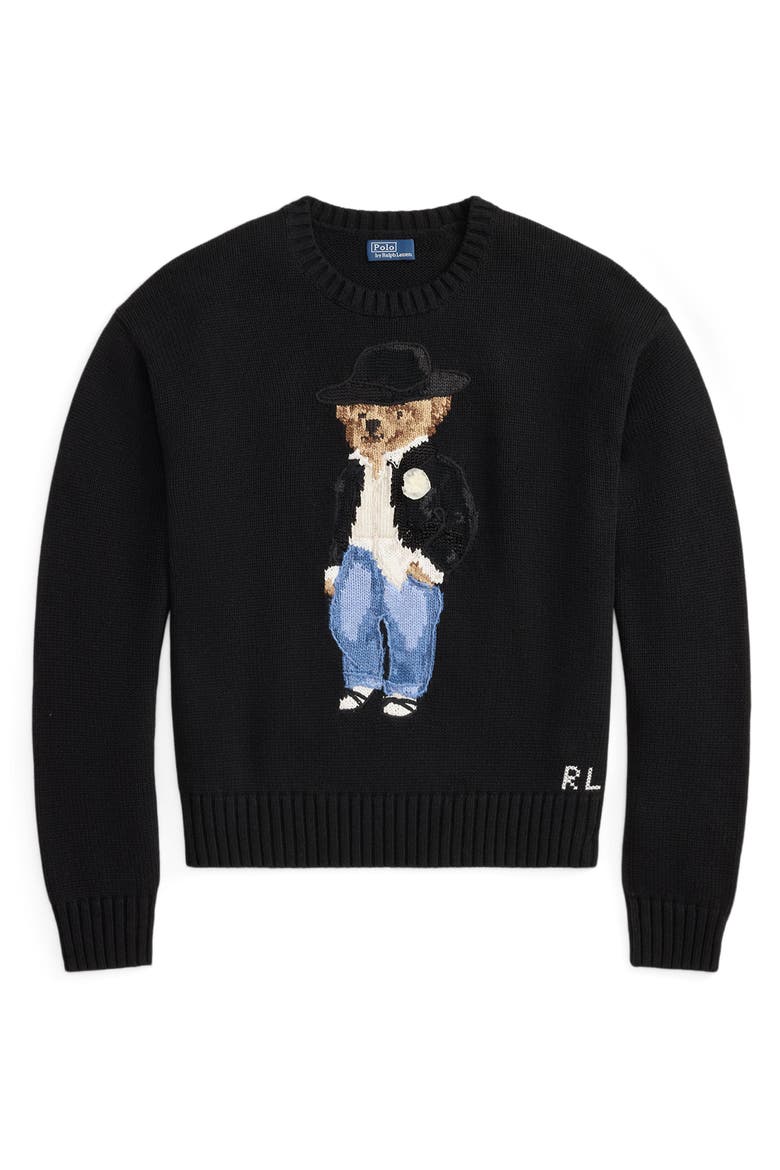 Holiday Polo Bear Sweater, Alternate, color, BLACK