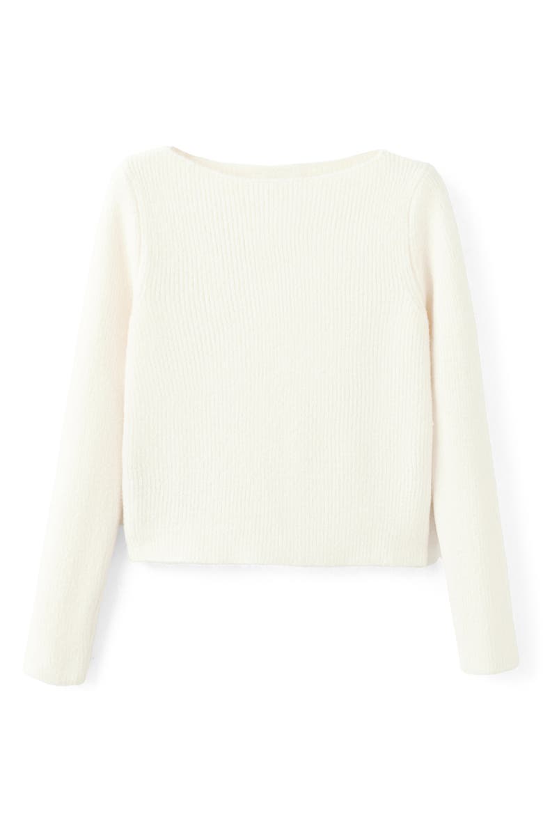 MANGO Boat Neck Rib Sweater, Alternate, color, Off White