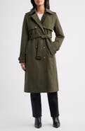 Bernardo Belted Stretch Cotton Trench Coat